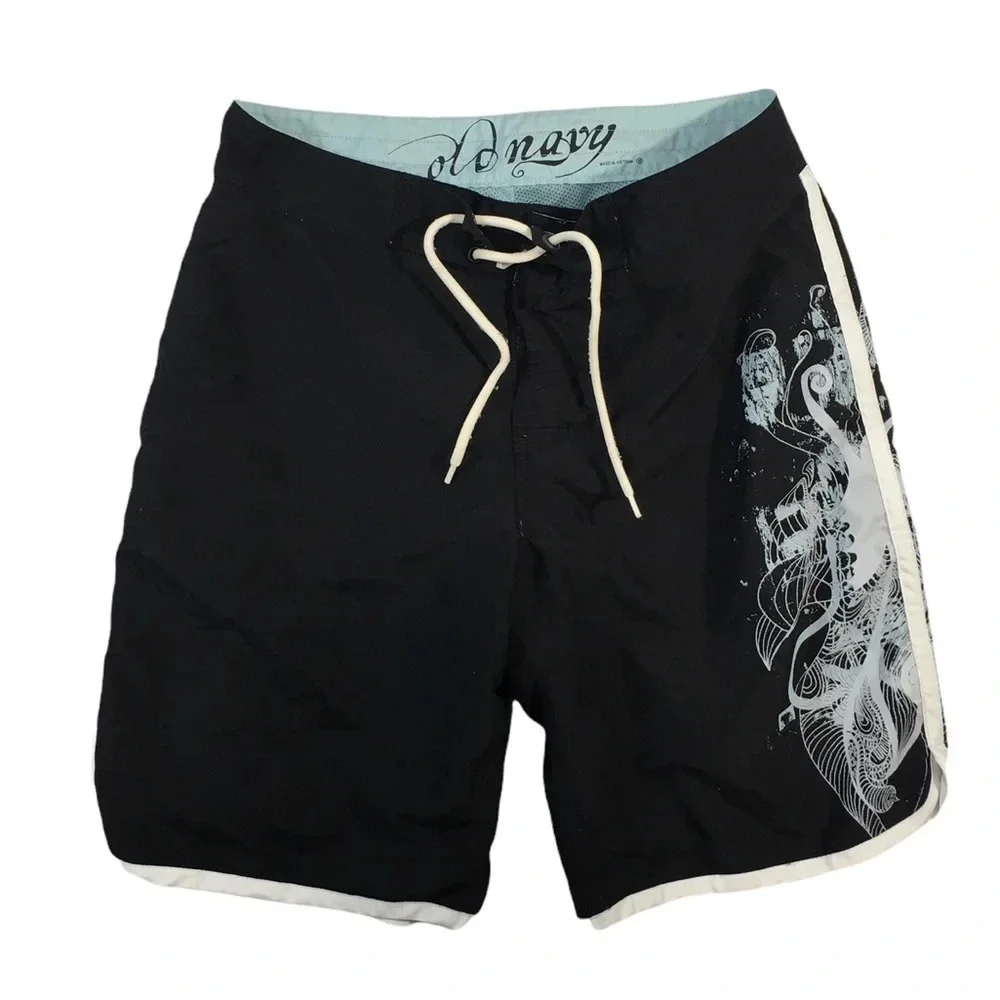 SH449 Vintage Mens OLD NAVY Brand Lined Swim Trunks M